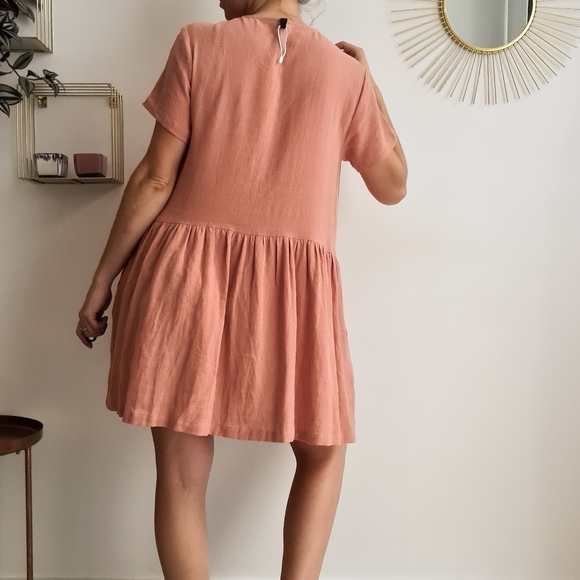 Staple the Label - HARVEST MINI DRESS | peachy button down short sleeve sz 10 - Picture 9 of 13